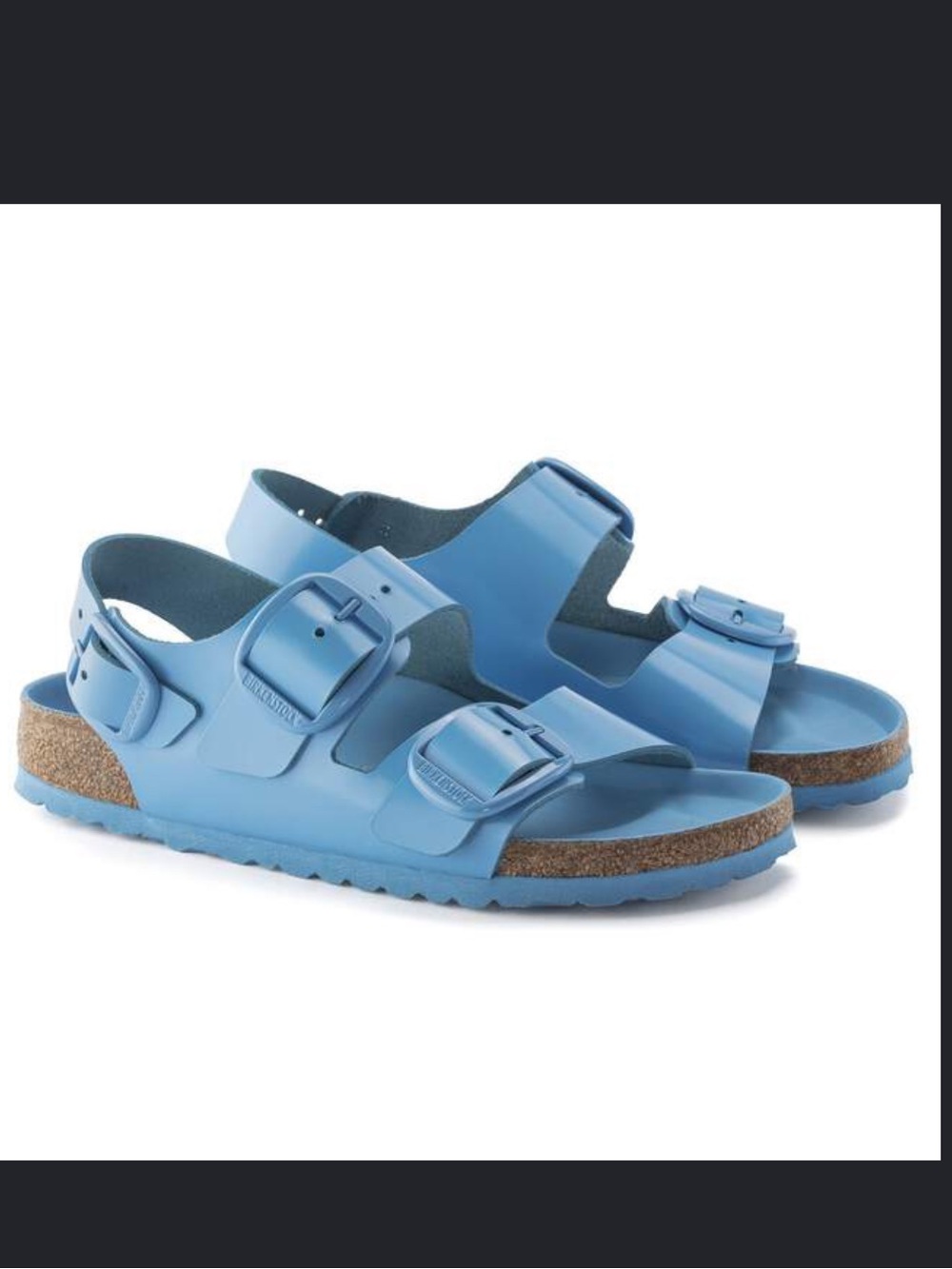 Birkenstock Milano Big Buckle Natural Leather Patent High Shine Sky Blue